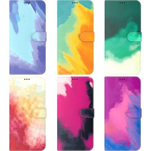 For Case Xiaomi Redmi Note 9 Pro 10S 10 Pro Max 7A Mi 11 Pro Lite Watercolor Gradient Stand Phone Cover Flip Leather Wallet D26F