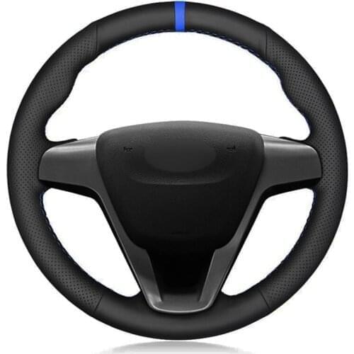 Car Steering Wheel Cover Soft Black Artificial Leather DIY Hand-stitched For Lada Vesta 2015-2019 Xray 2015-2019