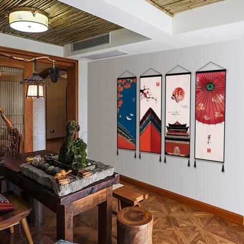 Chinese Style Canvas Hang Painiting Bedroom Study Wall Art Print Poster Home Decor Living Room Sofa Backdrop Wall Decor Tapestry