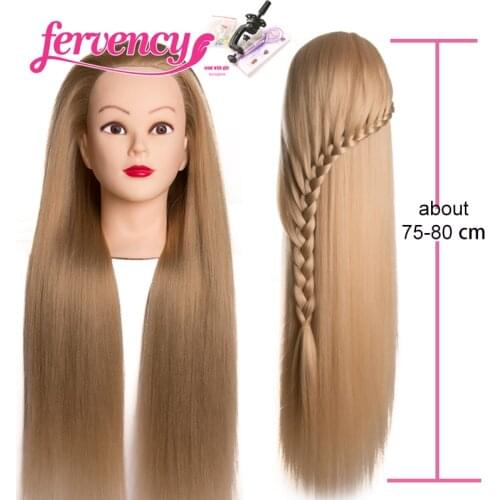 Synthetic Mannequin Head Dolls for Hairdressers 75-80 cm hair Hairstyles Female Hairdressing Styling Training Head blonde Yaki