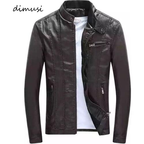 DIMUSI Winter Mens PU Leather Jackets Male Warm Windbreaker Faux Coats Casual Man Motorcycle Biker Leather Jackets Clothing