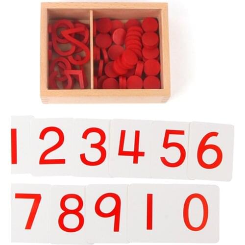 Kids Math Toys Wooden Cut-Out Number Puzzles/ Couter And Paper Numbers Card Mathematics Tools for 1-10 Learning Montessori Toy