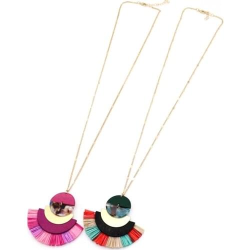 Fashion 2019 Semi-Circle Wood Material Paper Tassel pendant Mix Colors Design