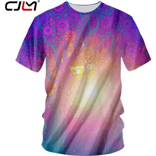 CJLM Gradient Tshirts Men Cool Print Light Trees Forest T-shirt Homme Casual T Shirt Harajuku Summer Hot Tees Tops Plus Size 7XL