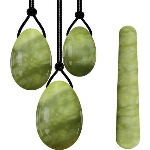 Green Stone Yoni Egg Set Natural Jade Eggs Women Kegel Exerciser Vaginal Muscles Tightening Ball Massage Yoni Wand Jade Massager