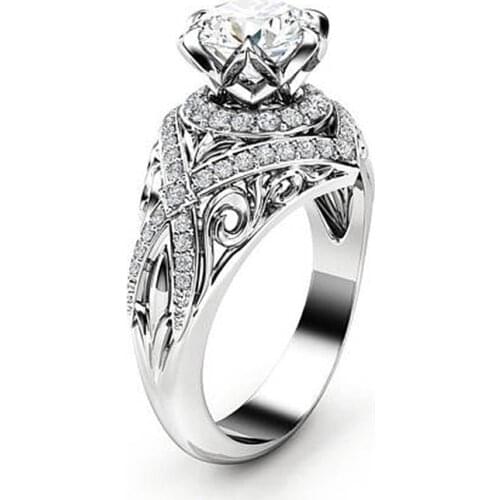 Vintage Real Diamond Rings 18k White Gold Jewelry Promise Luxury Engagement Wedding Band Rings for Women Men Party Bijou