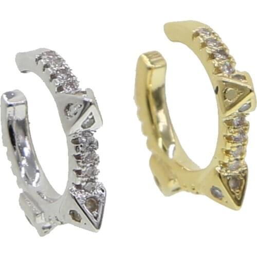 NEW Cheap Bohemian Style 1Pcs Earring Cuff No Pierced Standard Triangle Cone Mini CZ Pave Setting Women Cute Ear Clip Wholesale