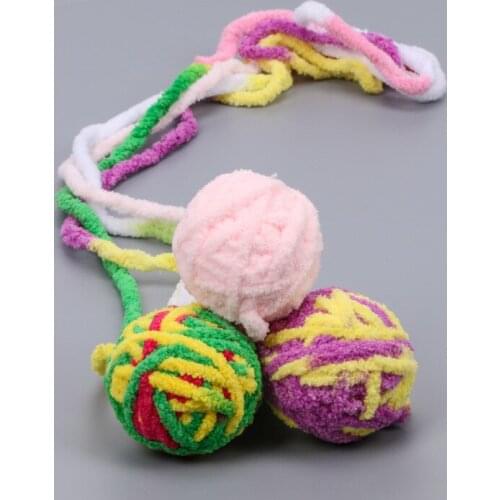 New Funny Long Tail Fuzzy Cats Wool Ball Toy Colorful Rope Ball Pet Cat Toys Teaser