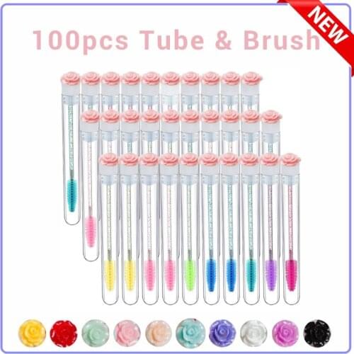 Disposable Eyelash Wands Reusable Eyelash Brush Tube Eyebrow Brush Replaceable Dust-proof Sparkling Broken Diamond At Bottom