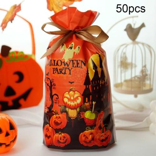 50pcs Halloween Series Gift Bags Cute Candy Box Trick or Treat Kids Gift Pumpkin Bat Candy Boxes Halloween Party Supplies