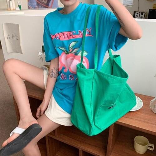 Womens Bag Casual Shoulder Handbags Fashion Solid Color Large Capacity Beach Travel Shopping Totes Female Canvas Book Pouch