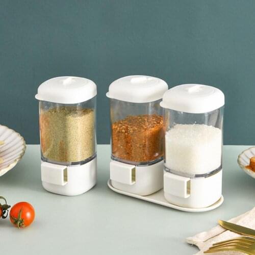 ABS Practical Seasoning Dispenser Sugar Salt Shaker Storage Case White Seasoning Box Portable for Kitchen