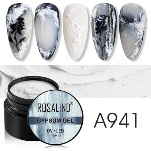 ROSALIND 5ML White Gypsum Gel Polish Create Unique Styles Easily UV/LED Lamp Three-dimensional 3D Embossed Plaster Glue TSLM1