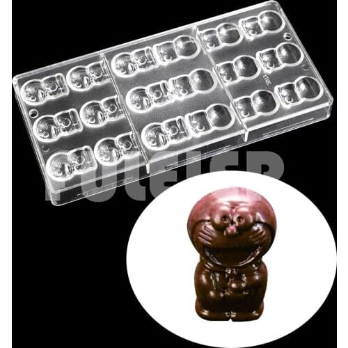 DIY Cartoon Cat Shape Polycarbonate Chocolate Mold For Baking Pastry Bonbon Candy Mould Confectionery Tool Bakery