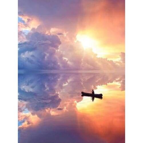 GLymg Diy Rhinestone Embroider Diamond Painting 5D Diamond Embroidery Dusk Touch Sky Diamond Art Wall Decor