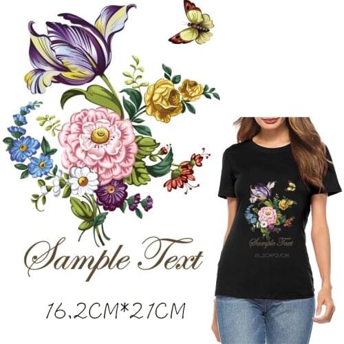 Flower Heat thermal Transfers Iron On Patches For Jeans T-shirt stickers iron on Applique embroidery flower patches for clothes