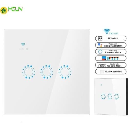 Smart light Switch Double Control 1 2 3 Gang WiFi +RF Wall touch Switch eWeLink APP Compatible with Alexa Google Assistant IFTTT
