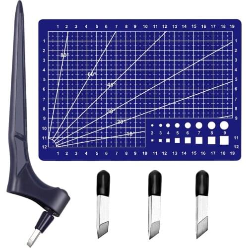 Cutting 360-Degree Rotating Utility Knife, Engraving Scrapbook Paper, Handheld Pen with Stereotype and 3 Cutter Heads