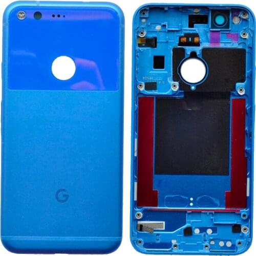 ZUCZUG Metal Rear Housing For Google Pixel 5.0'' / Pixel XL 5.5'' Battery Cover Back Case With Side Keys+Camera Lens+Flash Light