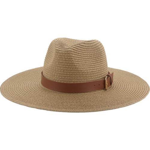 Straw hats women men summer big brim 15cm sun hats belt panama men caps beach travel sun protective summer women khaki sun hats