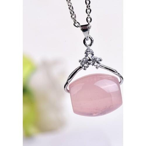 1PC Natural Crystal Pendant Transport Bead Reiki Polished Mineral Jewelry Raw Crystals Healing Stone For Men Women Jewelry Gift