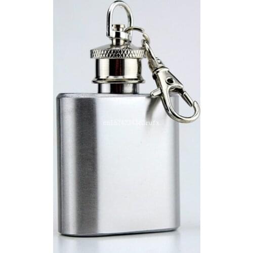 100pcs 1oz Mini Hip Flask Stainless Steel Vodka Bottle Whisky Hip Flask Portable Alcohol Flagon Keychain Drinkware Flask