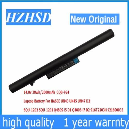14.8v 38wh New Original CQB-924 Laptop Battery For HASEE UN43 UN45 UN47 D2 SQU-1202 SQU-1201 Q480S-i5 D1 Q480S-i7 D2 916T2203H