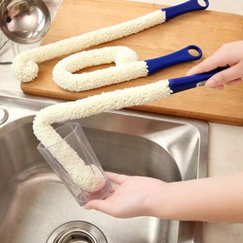 44.3cm Long Cleaning Brush with Foam Head for Bottle Decanter Wine Glass Bar Kitchen Cleaner CLH@8