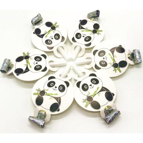 6Pcs/Lot Panda Theme Children Birthday Party Funny Toy Whistle Wedding Blowouts Family Party Blowing Dragon Decoration Supply