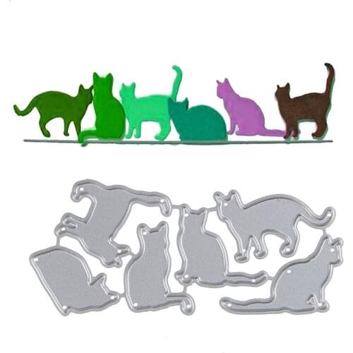 6pcs Cute Cat Metal Cutting Dies DIY Scrapbooking Paper Embossing Decorative Album Cards Making Craft Dies Blade Punch Stencils