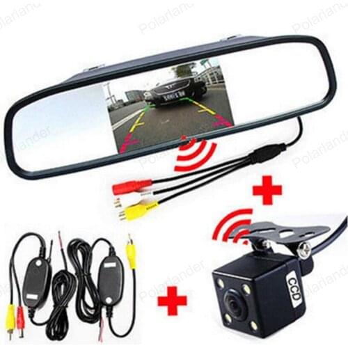 3 in1 Wireless 4.3" inch car rear view Mirror Monitor Parking Video Player With Transmitter Receiver 4LED night vision Camera