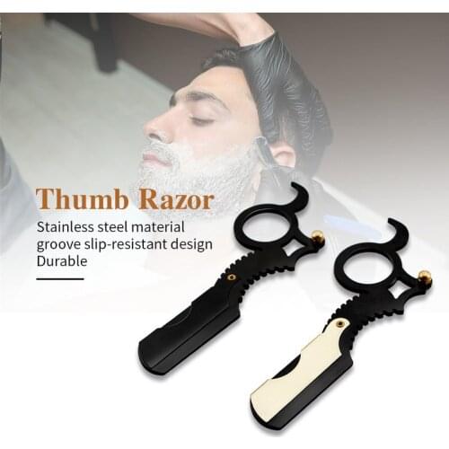 Haircut Razor Travel Home Haircut Razor Beard Plating Mens Mustache Shaving Thumb Stainless Steel Razor Salon Accessories