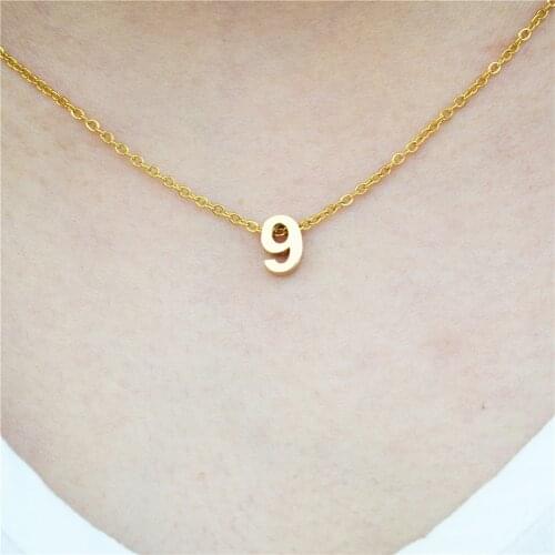 Stainless Steel Chain for Men 0-9 Lucky Number Choker Necklace For Women Gold Charms Pendant Kolye Bijoux Femme Birthday Gift