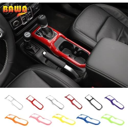BAWA ABS Car Gear Shift Cover Panel Decoration Cover Stickers for Jeep Wrangler JL 2018+ Accessories for Jeep Gladiator JT 2018