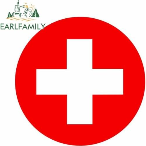 EARLFAMILY 13cm x 13cm For Red Cross Car Sticker Windshield Decal Car Styling Scratch-proof Sticker Waterproof Decoration