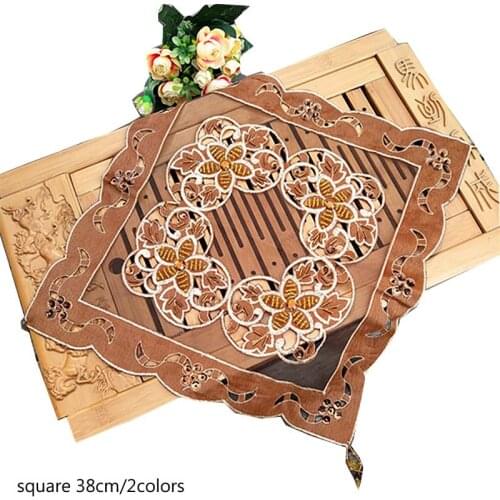 HOT beads Lace Embroidery table place mat Christmas pad Cloth placemat tableware cup dish coaster doily napkin kitchen accessory