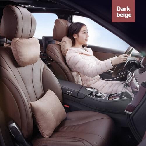 Memory Cotton Car Pillow Set Headrest Pillow Leather Neck Pillows Sets Back Cushion Adjustment Auto Neck Rest Lumbar Pillows