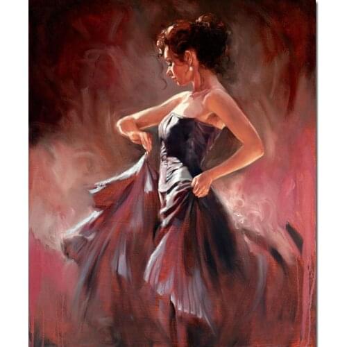 Canvas Wall Art Paintings Tango Dancer In Red Portrait Oil Beautiful Women Artwork For Bedroom Bathroom Hand Painted Home Decor