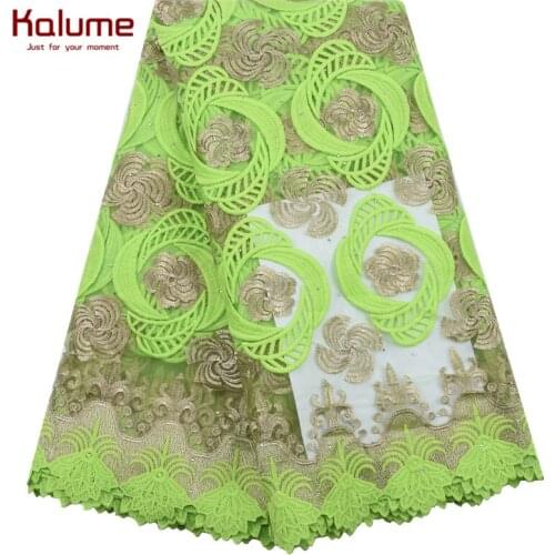 Kalume High Quality African Lace Fabric Latest French Mesh Milk Silk Lace Fabric With Stones For Nigerian Dress Party Sews 1915
