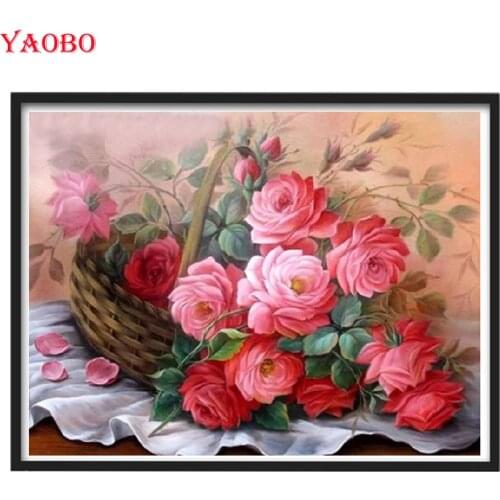 Basket of Flower Rose Pattern 5D DIY diamond painting,full,square,round diamond embroidery mosaic diamond stitch home decor