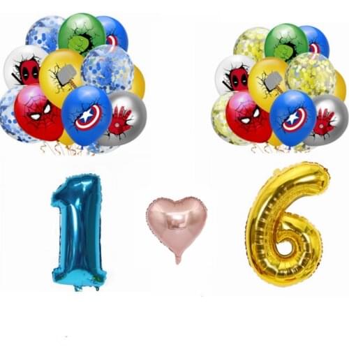 11pcs/set Superhero 12inch Disney Marvel Anime Hero The Avengers Theme Boys Favor 32inch 1-9 Years Old Birthday Party Suit