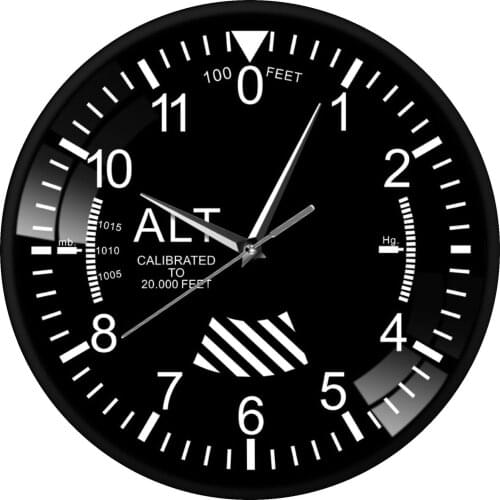 Classic Altimeter Round Wall Clock Modern Altimeter Instrument Style Wall Clock Pilot Air Plane Altitude Measurement Home Decor