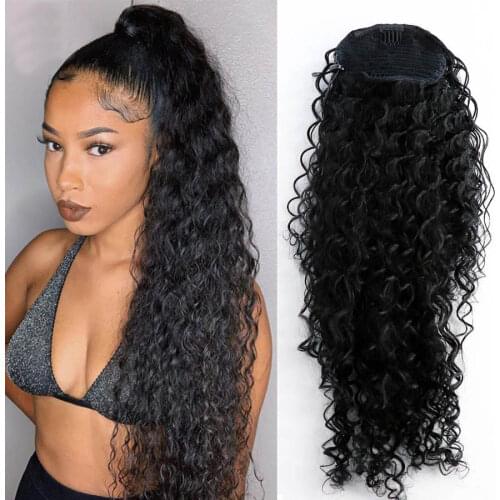 Drawstring Afro Kinky Curly Synthetic Ponytail Clip In Long Hair Extension Heat Resistant Pony Tail Fake Hair For Black Women