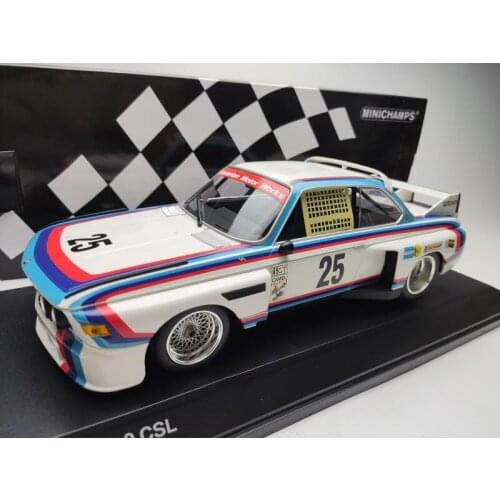 Diecast Model Cars 1/18 Scale 3.0 CSL 1975 Champion No. 25 Vehicle Metal Toy Adult Collection Child Gift Souvenir Display Boys