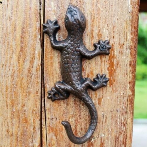 Retro cast iron wrought iron gecko hook wall hanging decoration home decor hooks