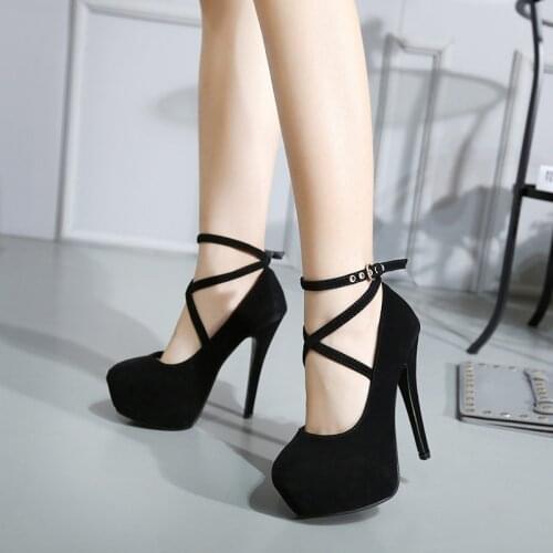 2020 new sexy ultra high heels fine heel 15 cm lace-up shoes red bridal shoes are thin