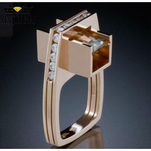 New arrivals 2019 14k rose gold micro-inlaid zircon engagement wholesale lots bulk personalized fashion jewelry 925 ring mens