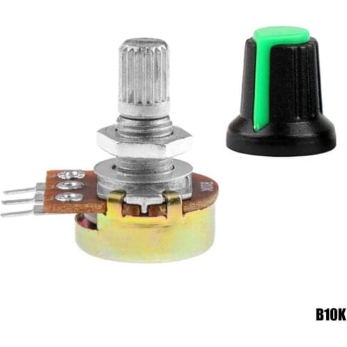 OcioDual Embellisher Button Green + Potentiometer B10K Linear 10k for Arduino Knob 16mm 10K 0.25w and Robot 3 pin with PIC DIY