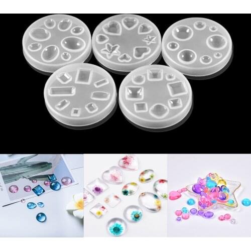 1Pcs Geometry Pendant Epoxy Resin Mold Heart Round Shape Half Ball Cabochon Silicone Mold for DIY Craft Jewelry Making Tools