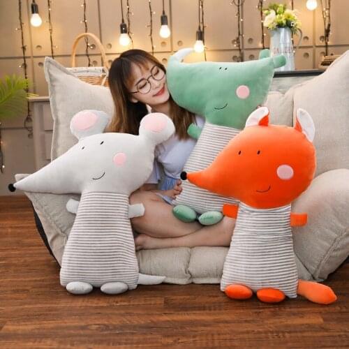 Striped Family Series Mouse Rhino Fox Plush Toy Animal Stuffed Doll Big Pillow Birthday Gift for Children 35/50/70cm